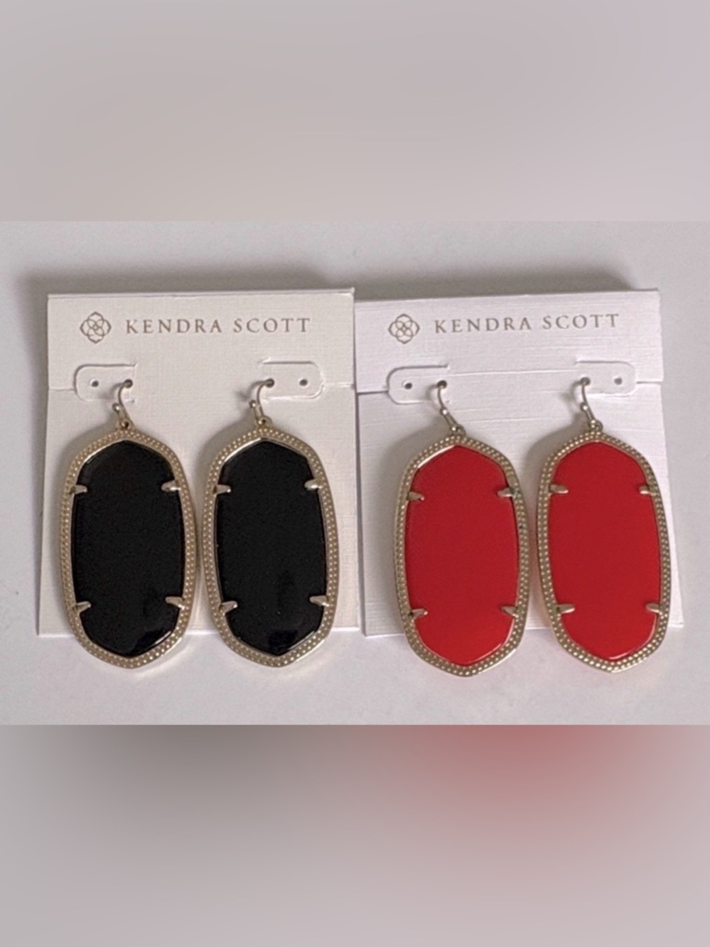 Lot of 2x [Kendra Scott] Danielle Faceted Drop Earrings Red/Gold & Black/Gold - Picture 7 of 15